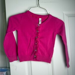 Cherokee Girls Pink Ruffle Button-Down Cardigan Sweater - Size XS (4/5)